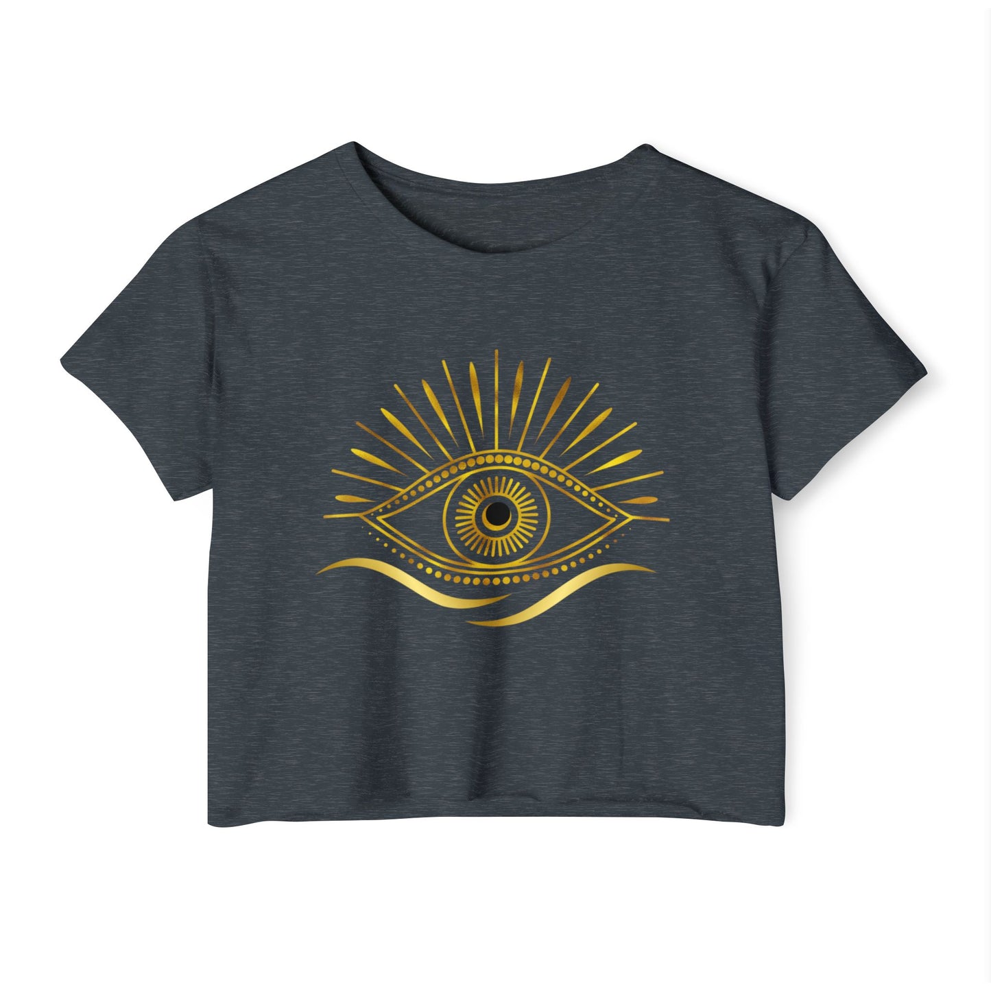 Golden Gaze Crop Tee Eye Design - Boho Chic Shirt for Summer Events, Music Festivals, Gift for Her, Casual Wear, Spiritual Vibes