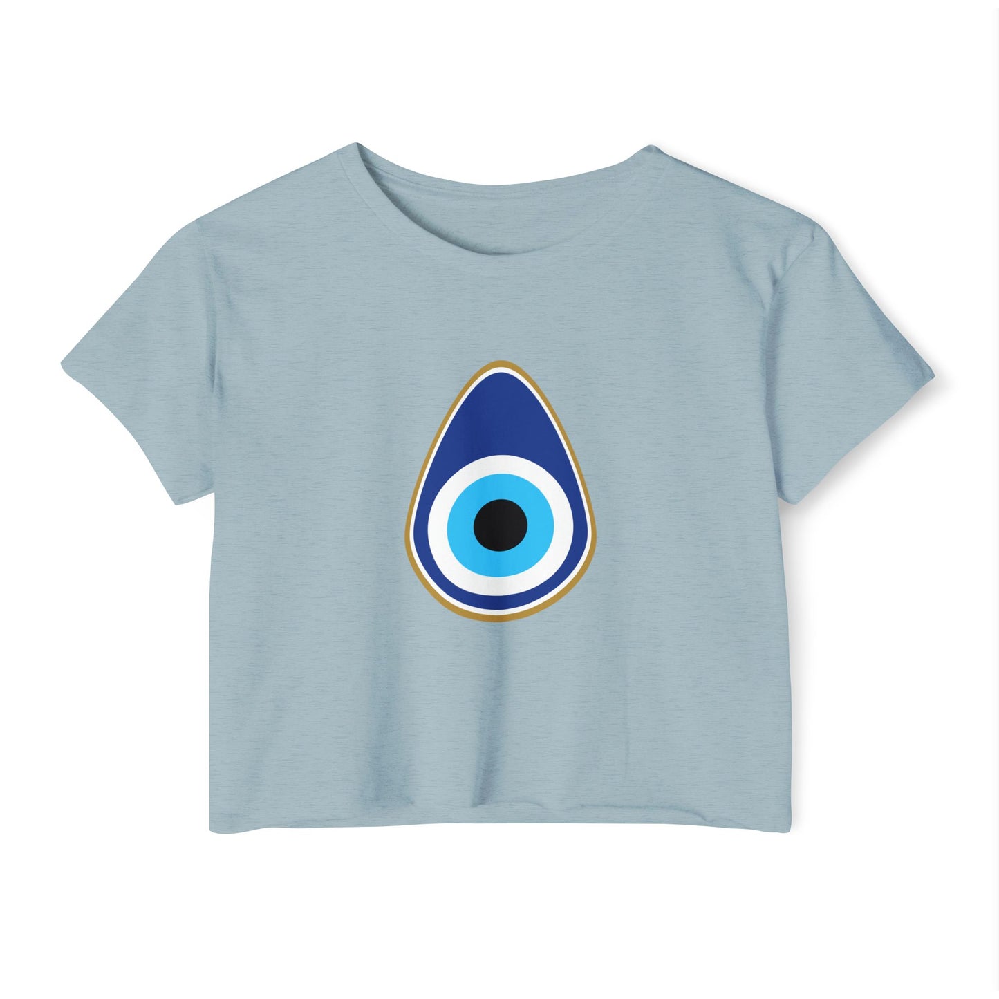 Women's Festival Crop Top with Blue Eye Design, Boho Top, Summer Fashion, Beach Wear, Concert Outfit, Gift for Her