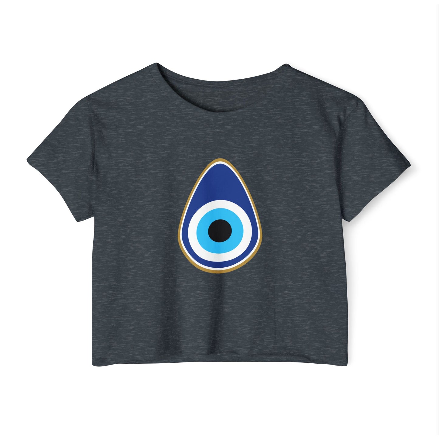 Women's Festival Crop Top with Blue Eye Design, Boho Top, Summer Fashion, Beach Wear, Concert Outfit, Gift for Her