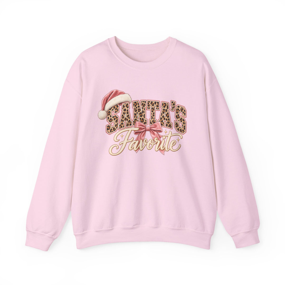 Santa’s Favorite Leopard Christmas Sweatshirt | Pink Holiday Crewneck