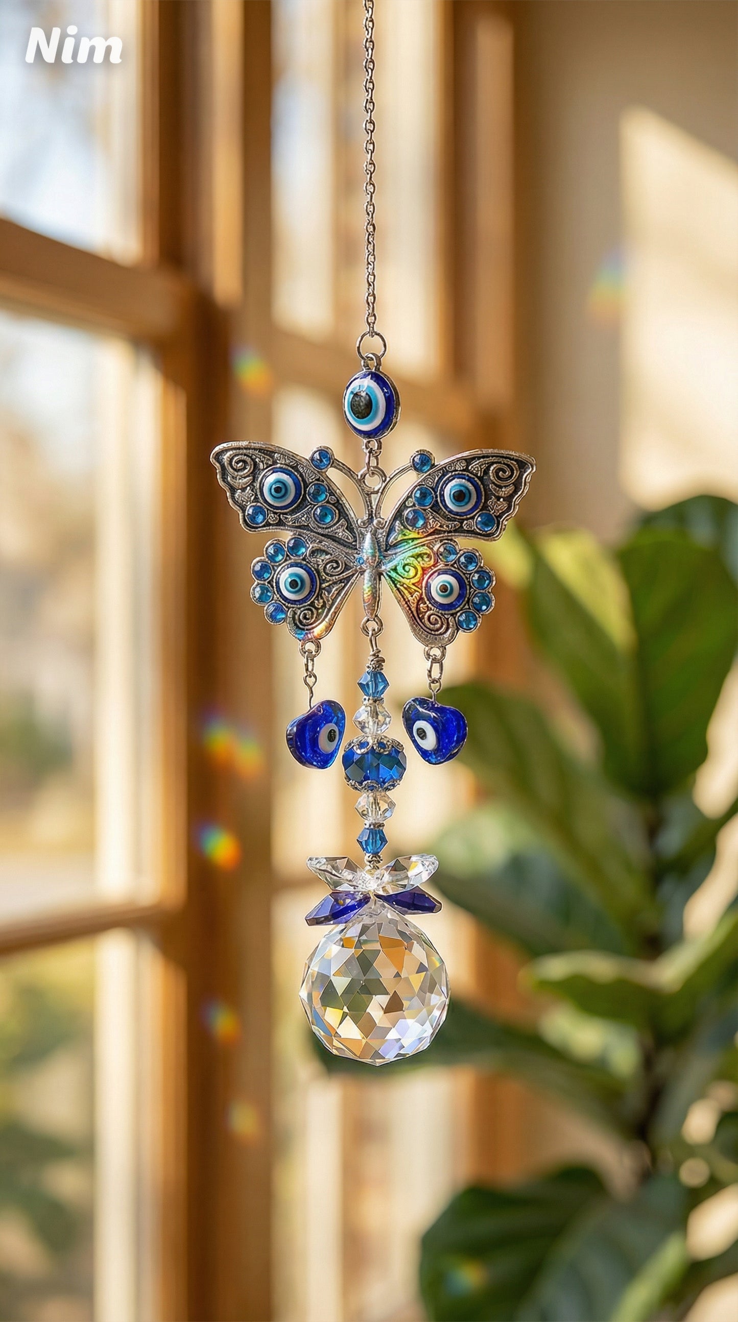1pcs Evil Eye Suncatchers with Crystal Prism Balls for Window Hanging Sun Catcher Decor Blue Eyes Suncatcher Rainbow Maker Penda