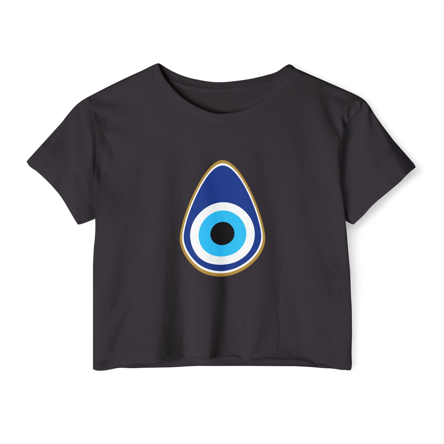 Women's Festival Crop Top with Blue Eye Design, Boho Top, Summer Fashion, Beach Wear, Concert Outfit, Gift for Her