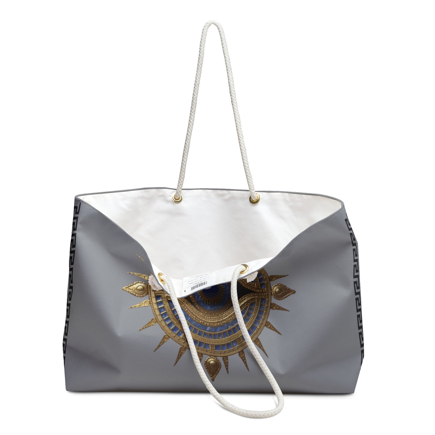 Evil Eye Weekender Bag – Gold & Blue Mystic Travel Tote, Beach Bag