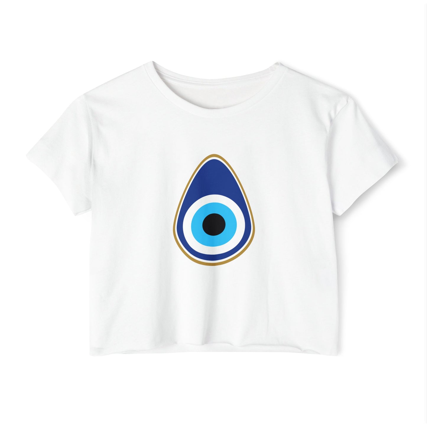 Women's Festival Crop Top with Blue Eye Design, Boho Top, Summer Fashion, Beach Wear, Concert Outfit, Gift for Her