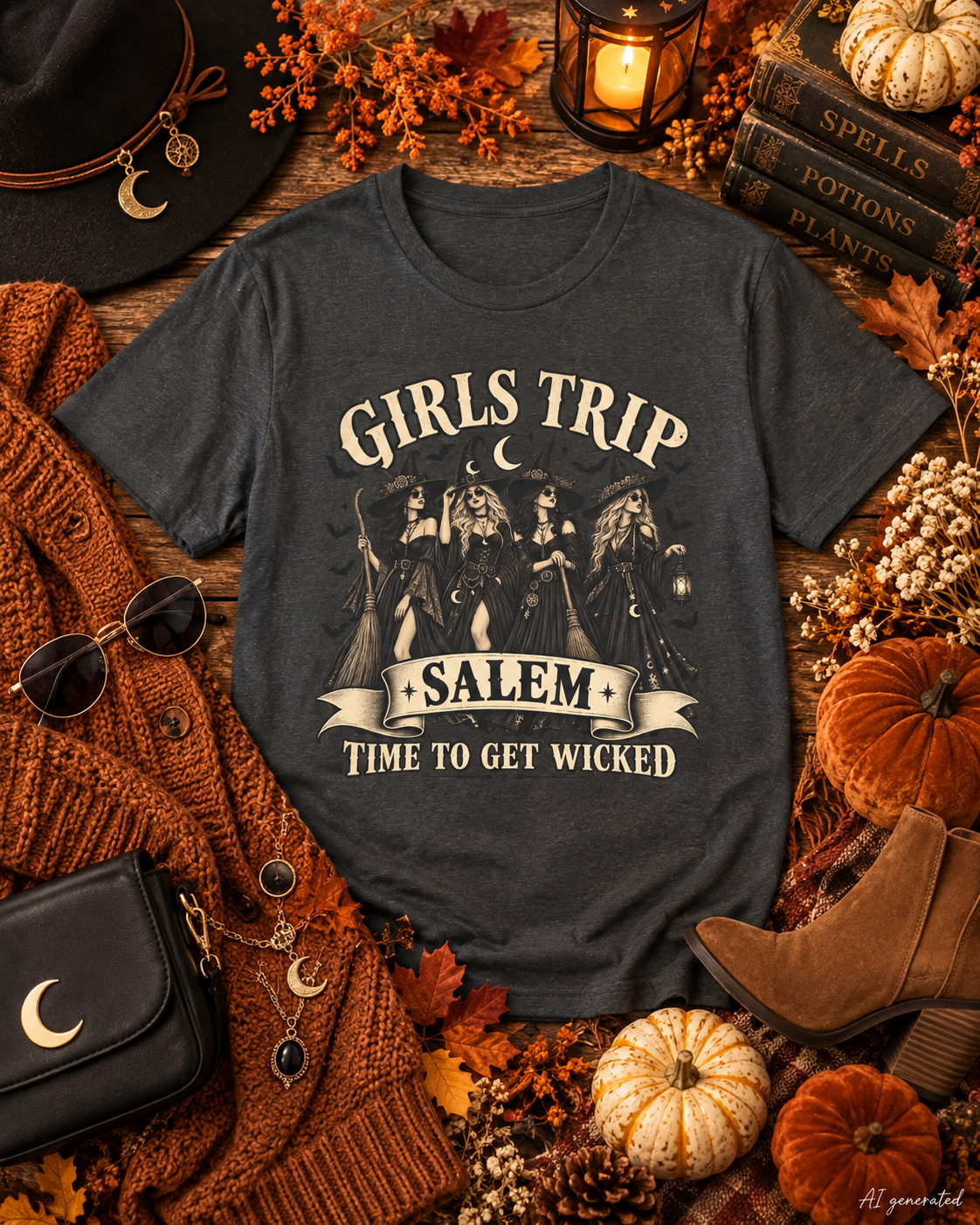 Girls Trip Salem Time to Get Wicked Halloween T-Shirt