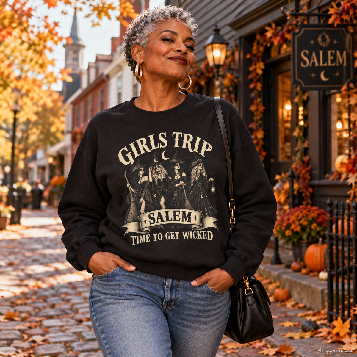 Girls Trip Salem Time to Get Wicked Halloween Sweatshirt
