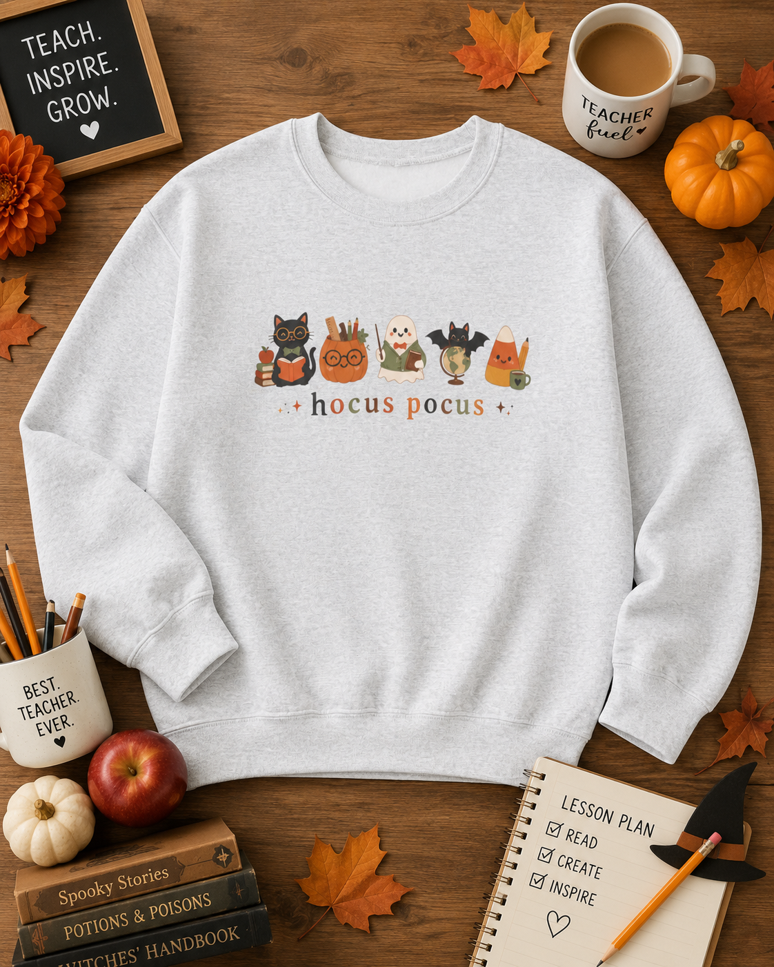 Hocus Pocus Time to Focus Teacher Sweatshirt, Halloween Teacher Crewneck, Cute Fall Classroom Shirt, Spooky Season Teacher Gift