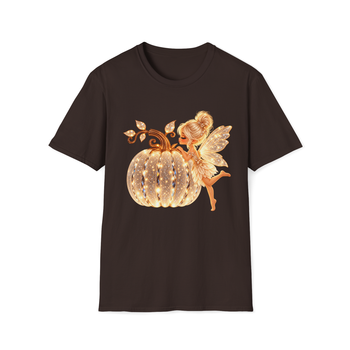 Pumpkin Fairy T-shirt and sweatshirt in dark chocolate, front view