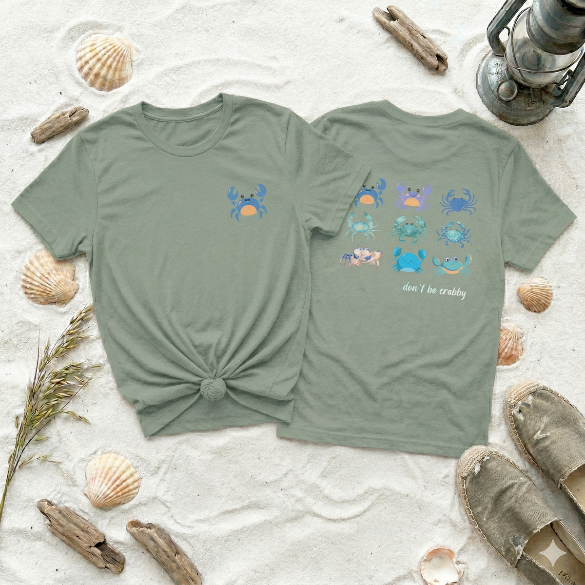 Don’t Be Crabby Shirt, Cute Crab T-Shirt, Beach Vibes Tee, Funny Ocean Shirt, Coastal Graphic Tee, Summer Aesthetic Shirt, Minimal Front Pocket Crab Tee