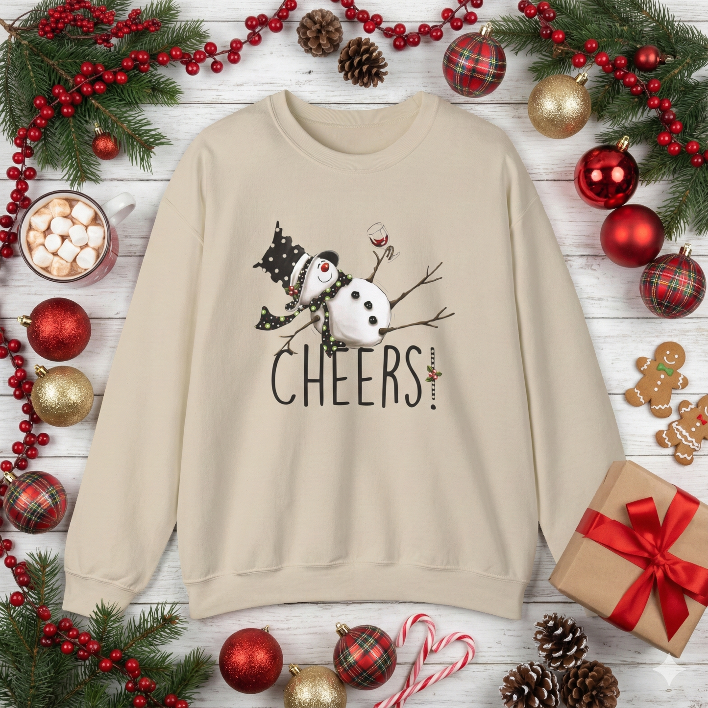 Cheers Snowman Sweatshirt - Cozy Holiday Crewneck