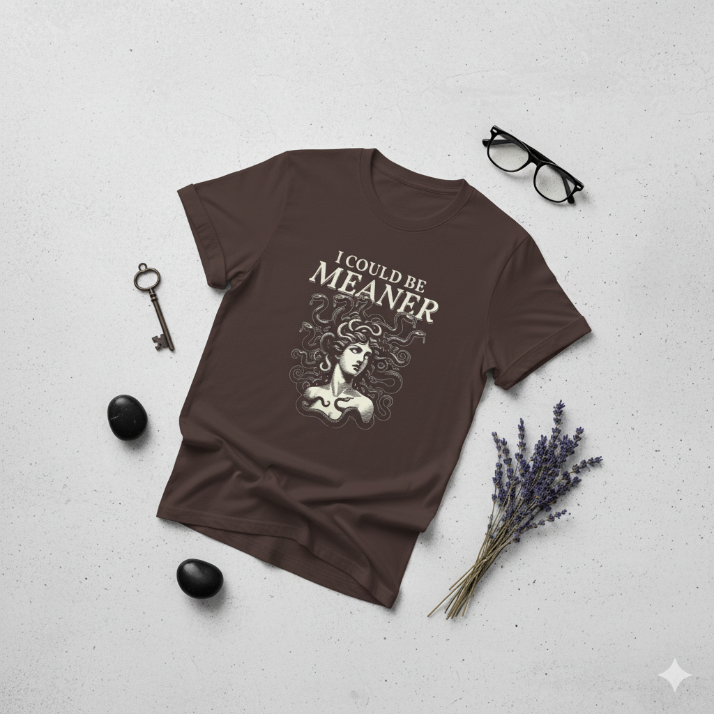Medusa-Inspired Graphic Unisex T-Shirt, I Could Be Meaner Tee, Halloween Apparel, Mythology Lover Shirt, Unique Gift for Her **FREE SHIPPING