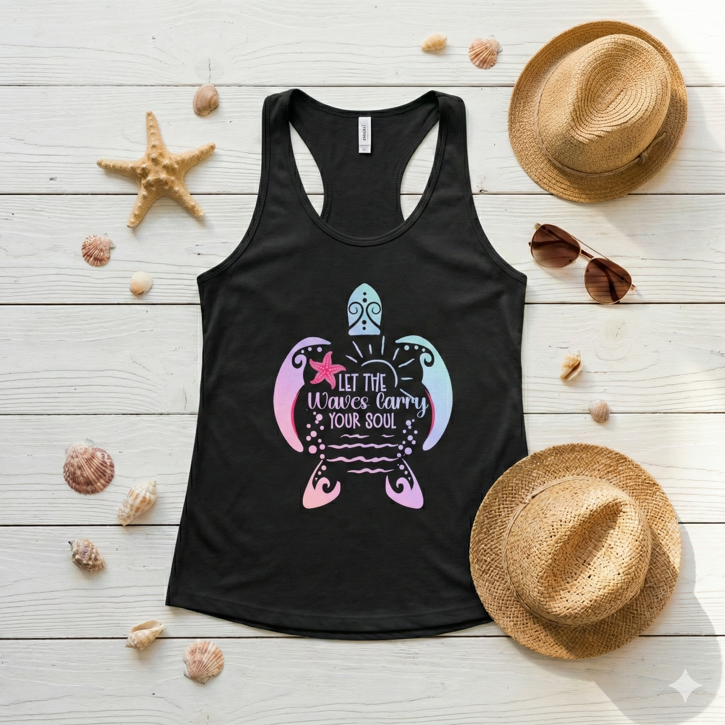 'Let the Waves Carry Your Soul', Beach Love, Yoga Shirt, Women's Tank Top, Beach Bum Shirt