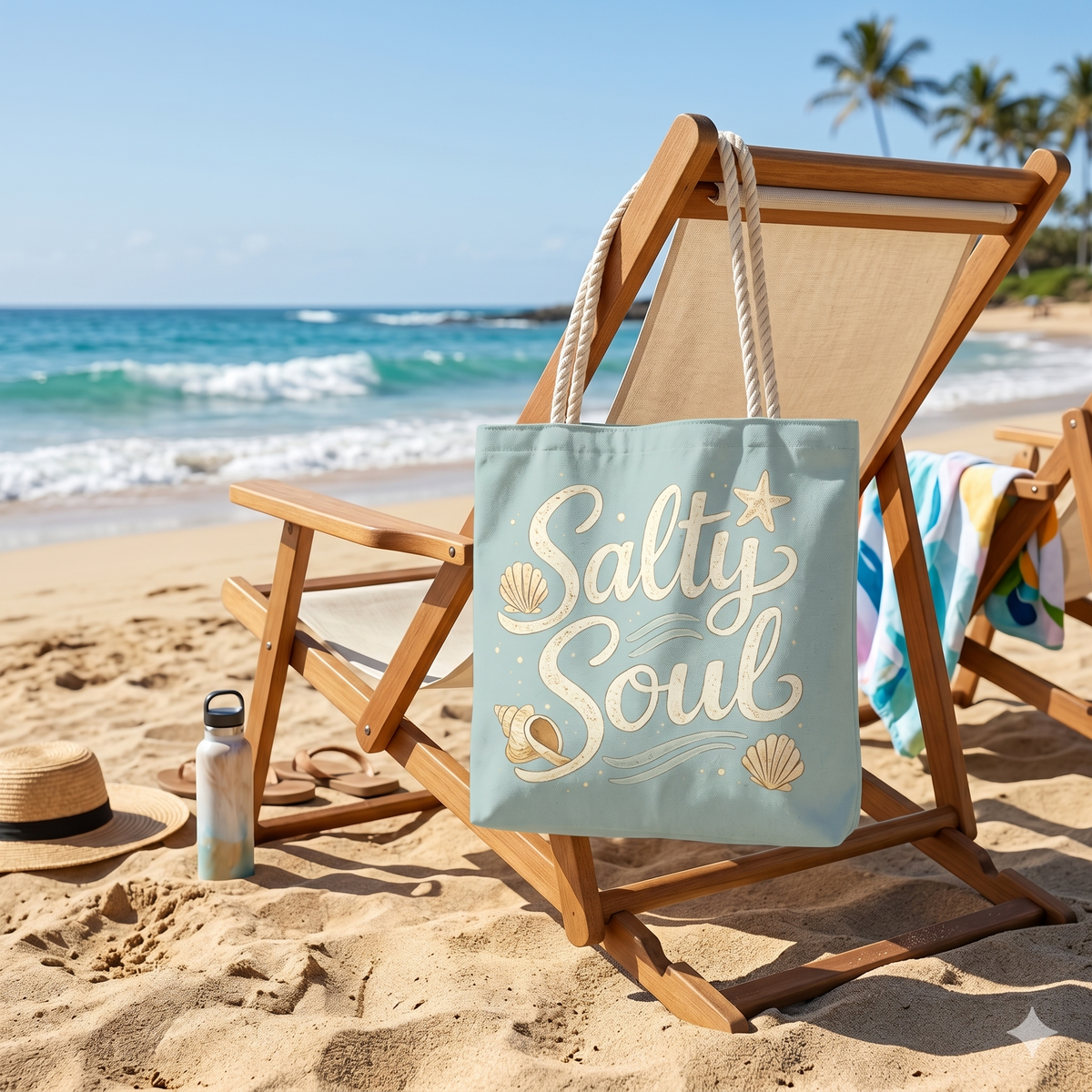 Salty Soul Tote Bag, AI-generated mockup