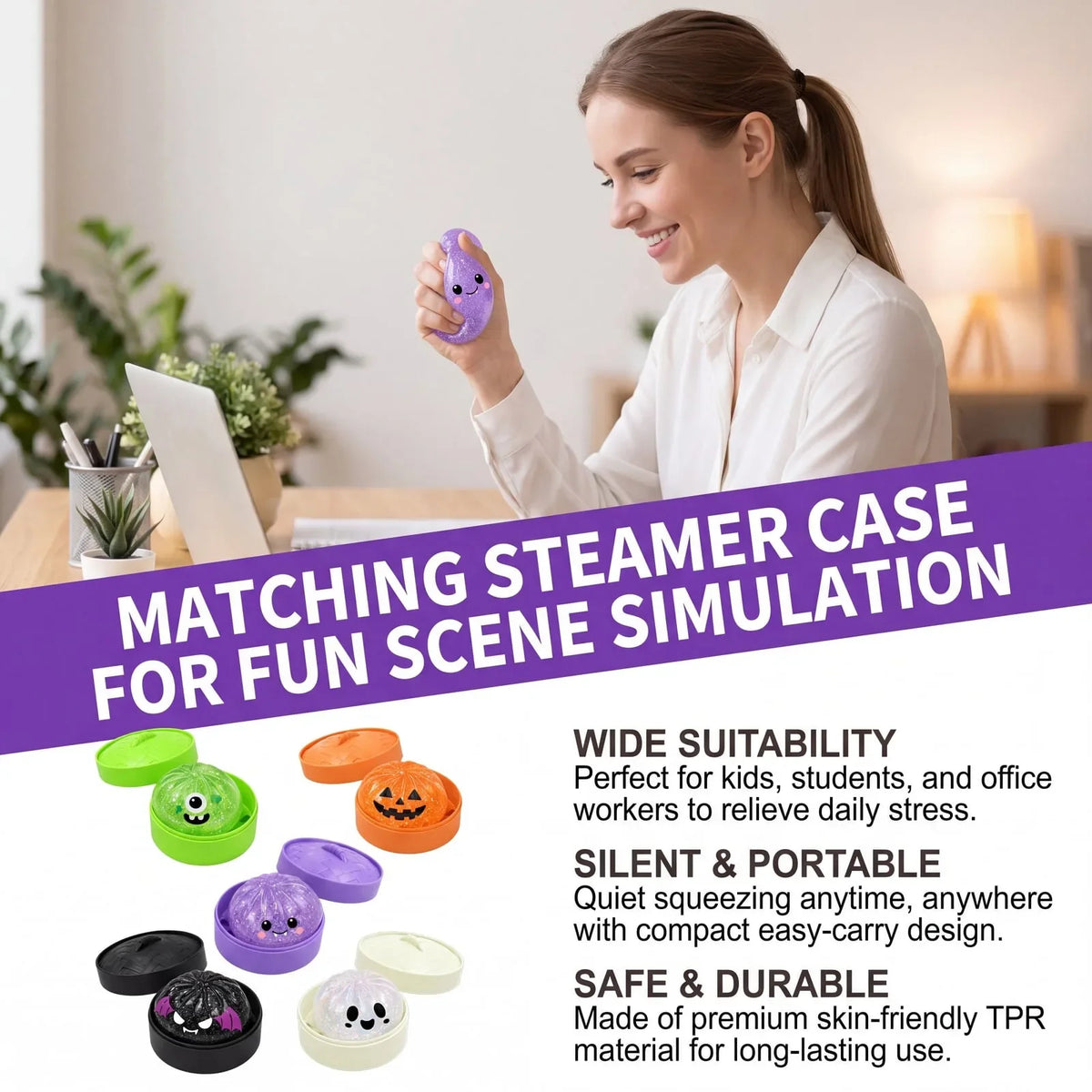 Cute Halloween Glitter Pumpkin Squishy Toys | Spooky Sensory Fidget Stress Relief Gifts