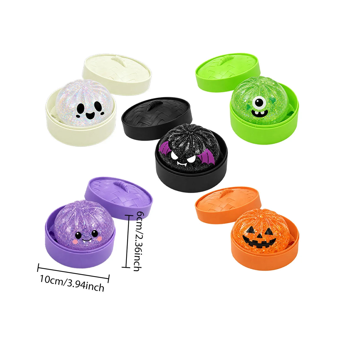 Cute Halloween Glitter Pumpkin Squishy Toys | Spooky Sensory Fidget Stress Relief Gifts