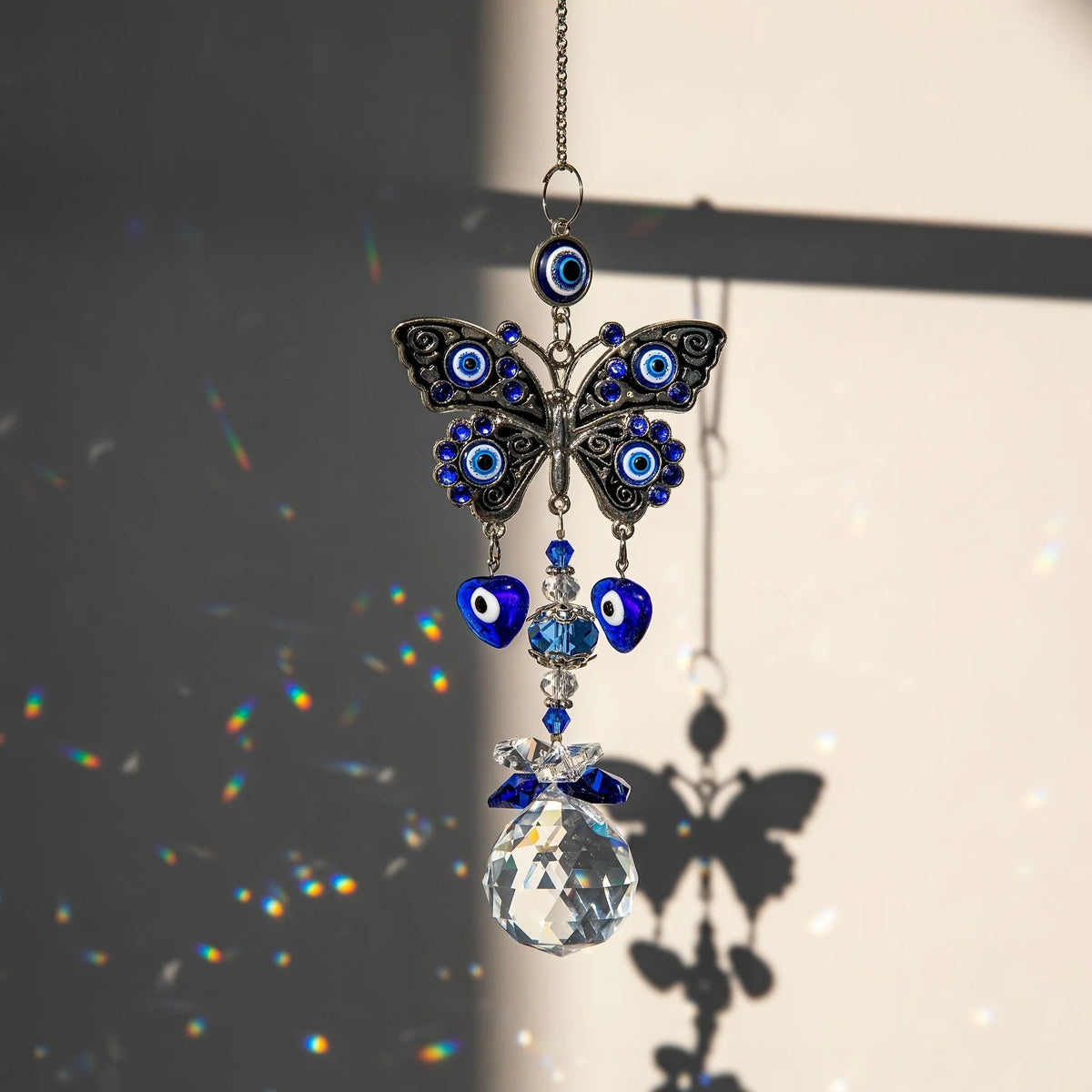 Evil eye crystal prism suncatcher, product photo