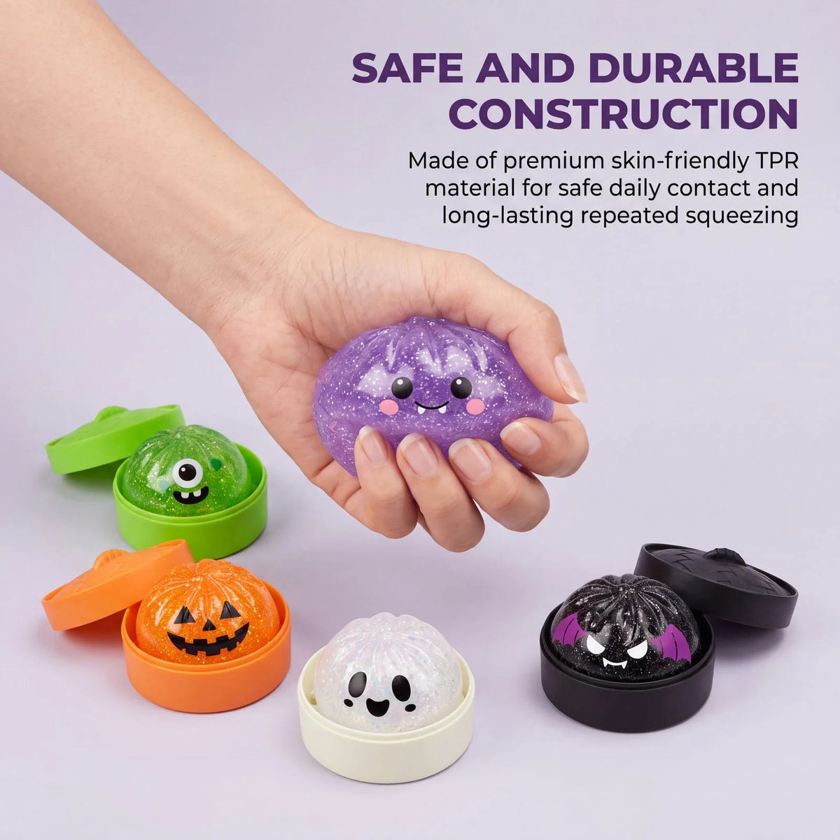 Cute Halloween Glitter Pumpkin Squishy Toys | Spooky Sensory Fidget Stress Relief Gifts