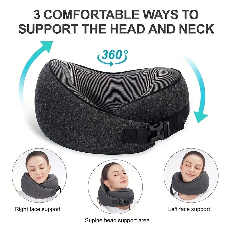 1pc Travel Pillow, Pure Neck Pillow, Comfortable & Breathable Cover, Machine Washable, for Airplane Travel, with Bag