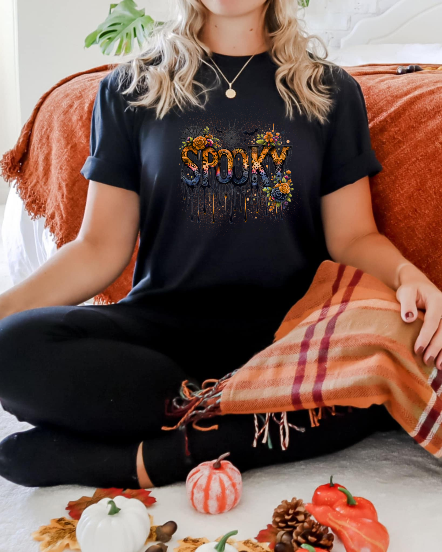 Spooky Floral Unisex Softstyle T-Shirt | Halloween Tees | Fall Fashion | Casual Wear | Gift for All