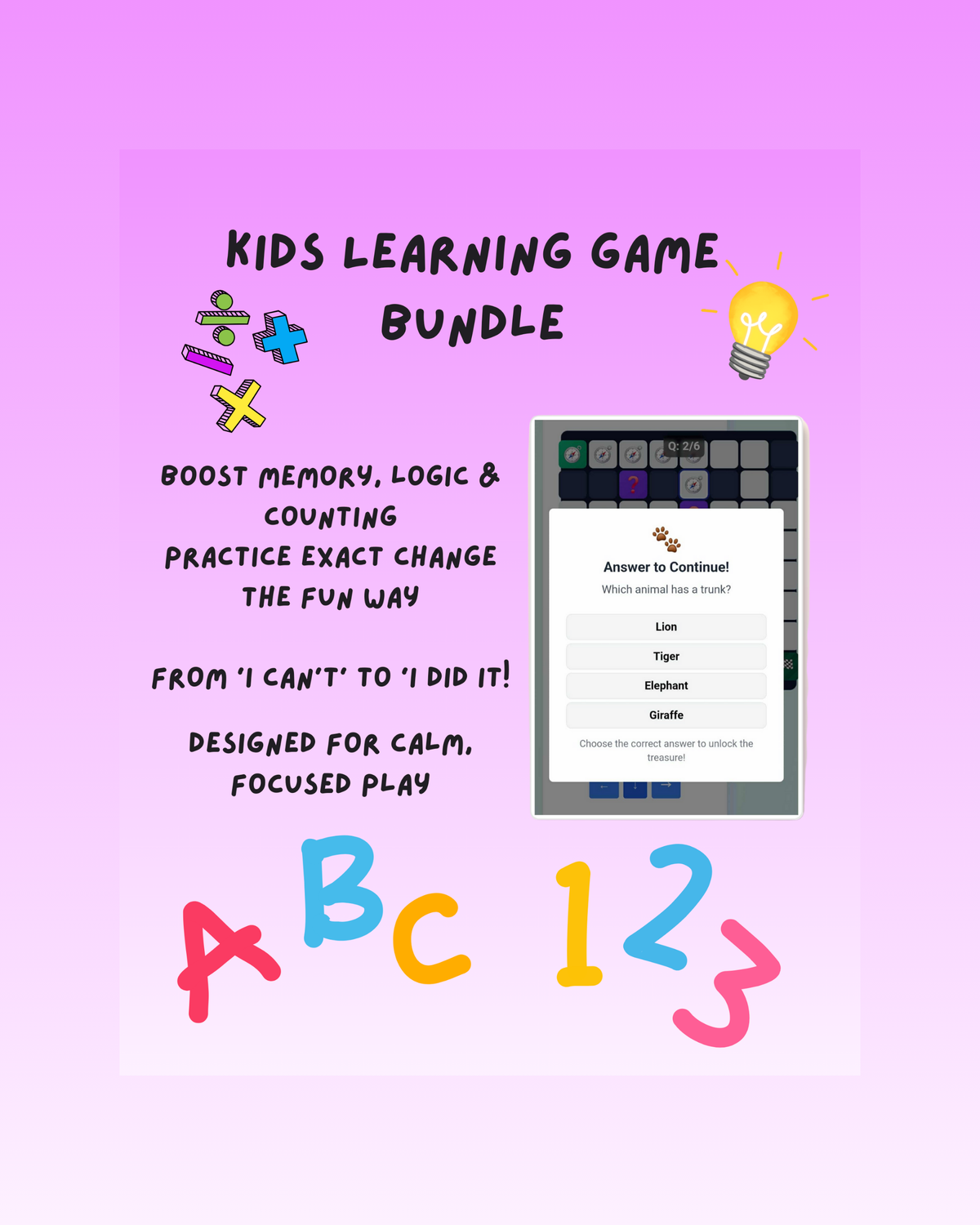 Kids Learning Game Bundle: Memory Match, product photo