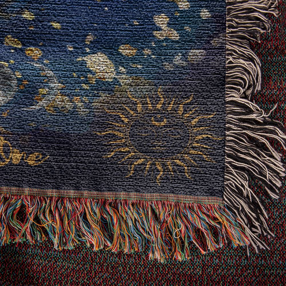 Leo Zodiac Woven Throw Blanket, product photo