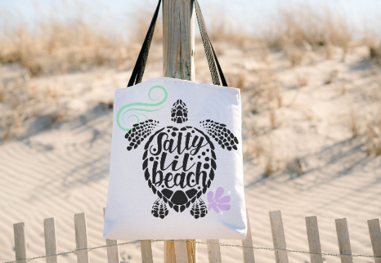 Salty lil Beach Sea Turtle Tote Bag, product photo