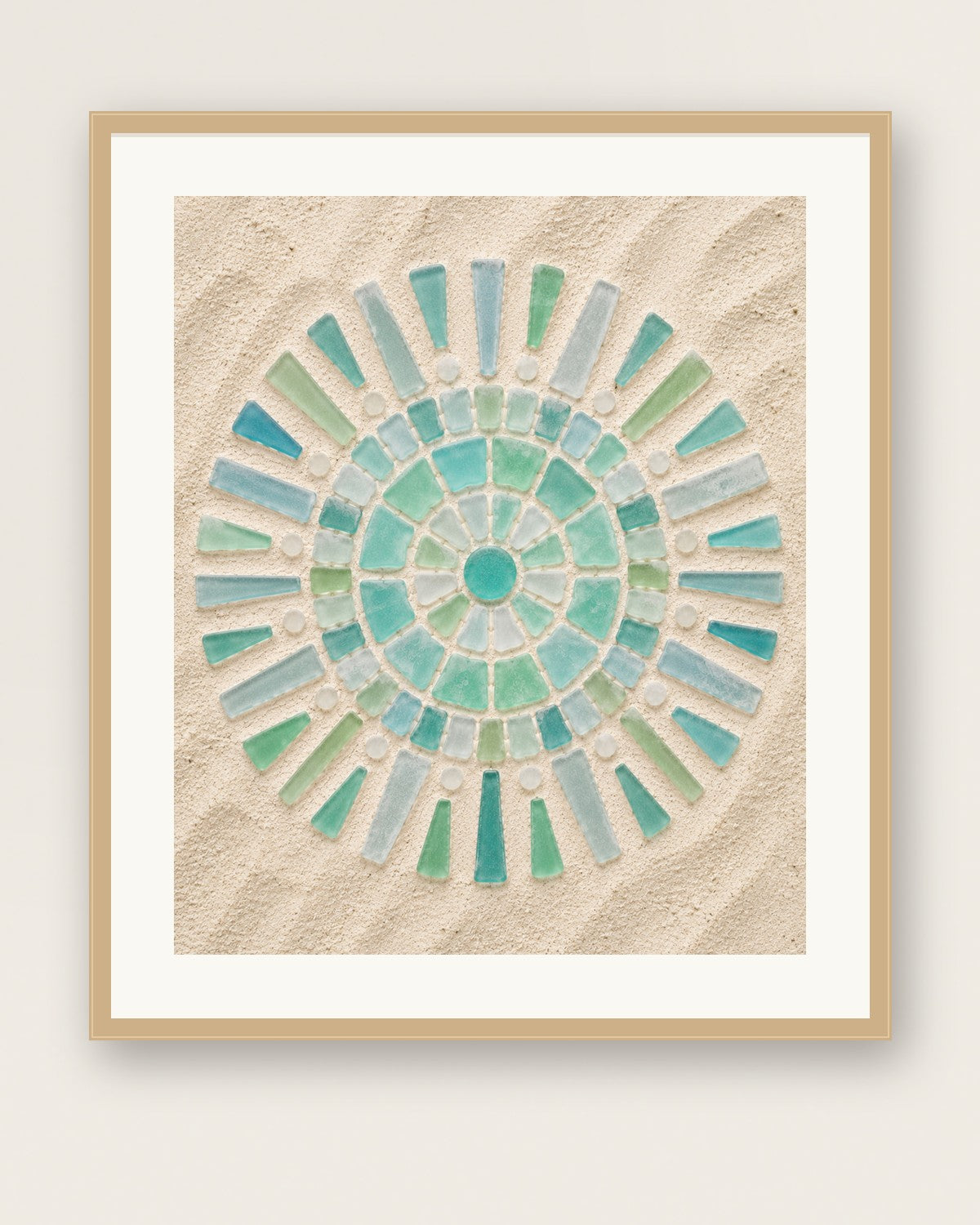 Sea glass sunburst framed poster mockup