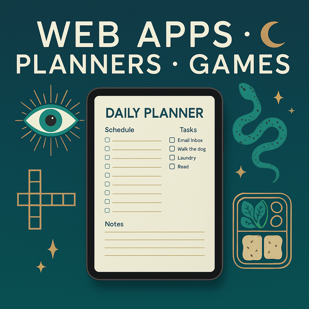 Interactive Web Apps, Planners & Games