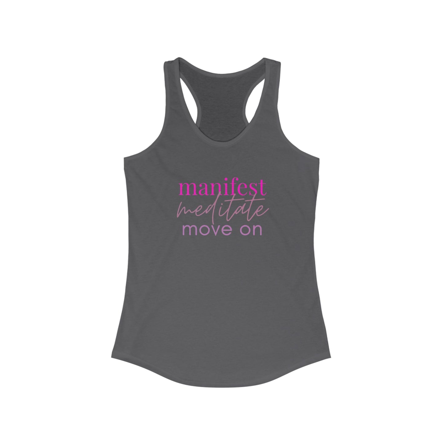 Manifest Meditate Move On Racerback Tank, Motivational Workout Top, Yoga Shirt, Gift for Her, Summer Activewear