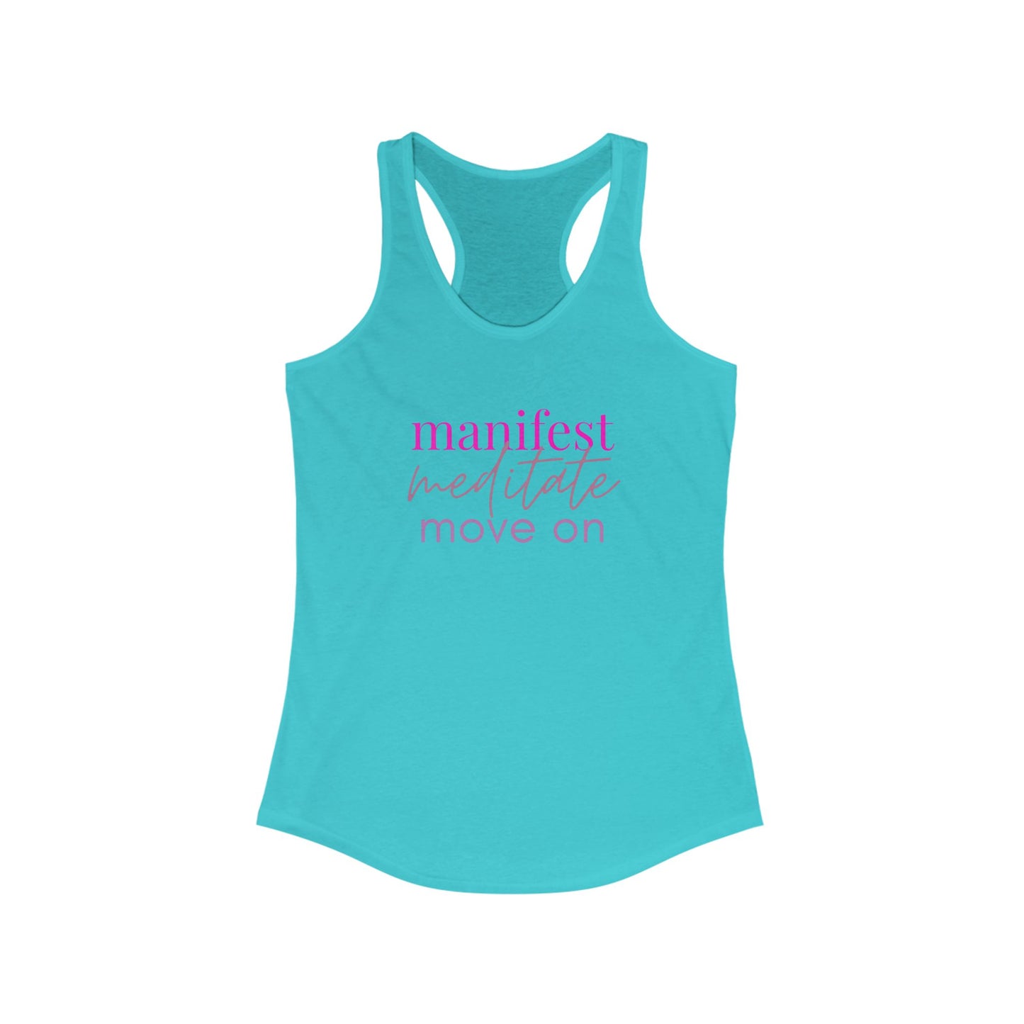 Manifest Meditate Move On Racerback Tank, Motivational Workout Top, Yoga Shirt, Gift for Her, Summer Activewear