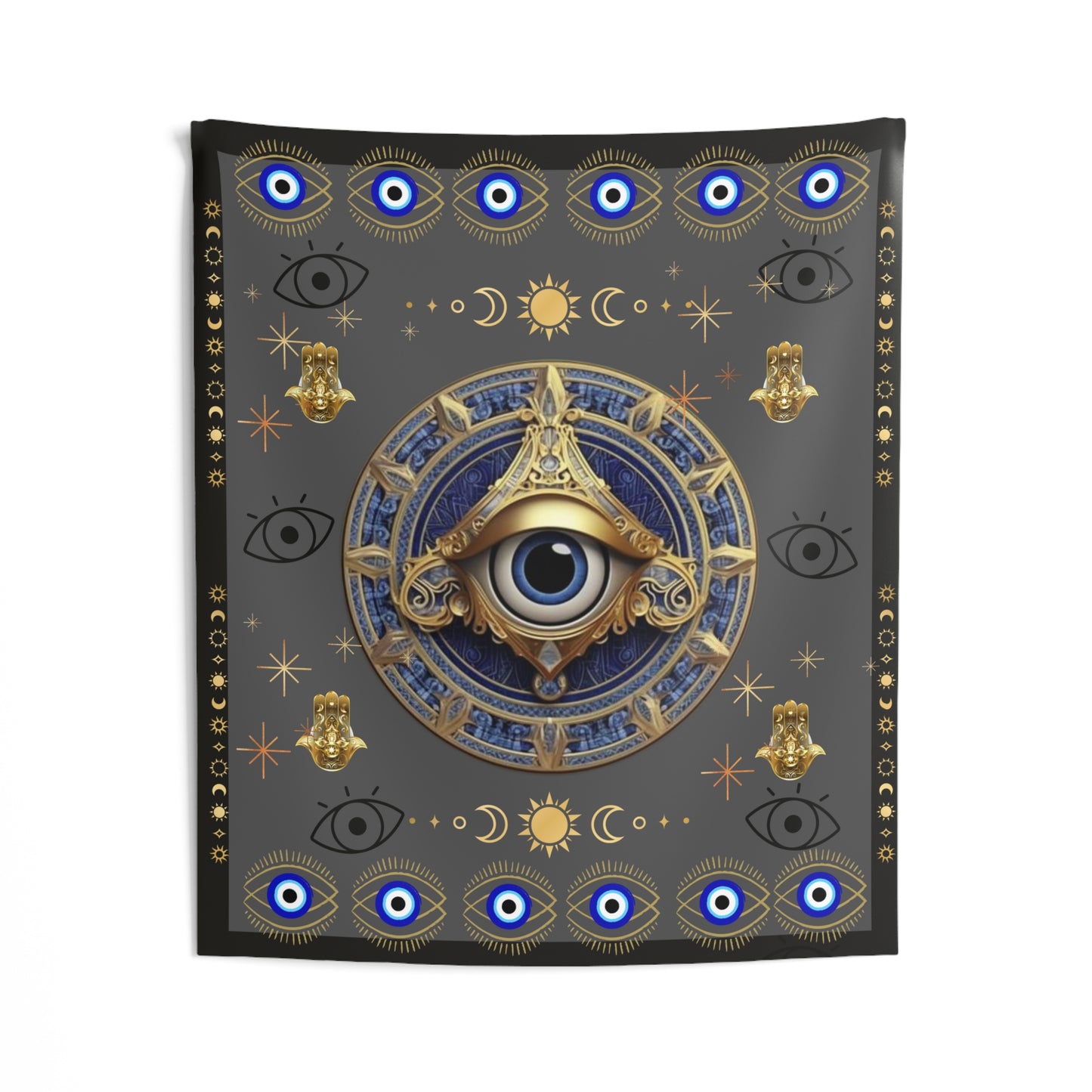 🔮 Ward Off Negativity in Style: Introducing Our Mesmerizing Evil Eye Indoor WallTapestry! 🔵✨