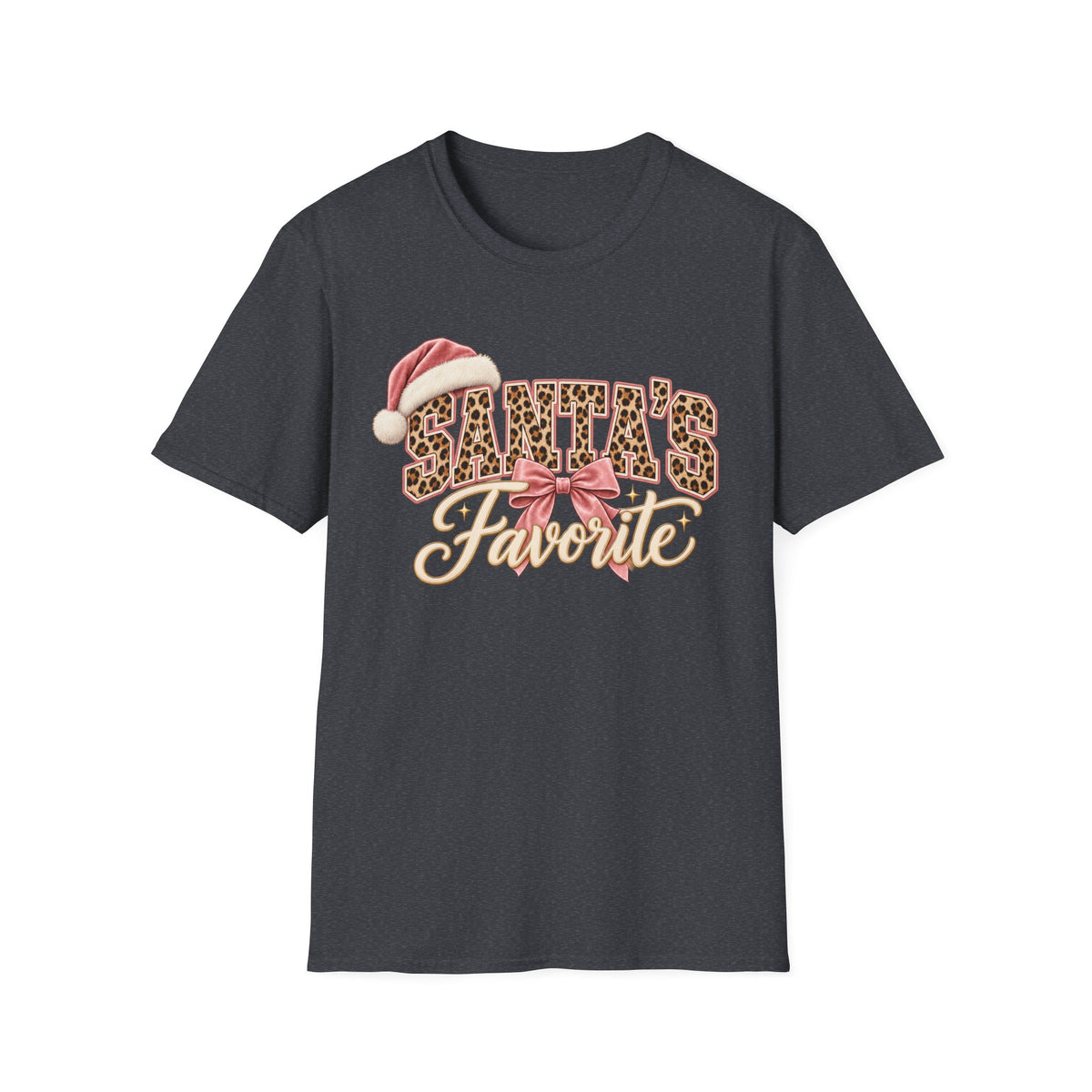 Santa’s Favorite Leopard Christmas T-Shirt | Pink Holiday Tee