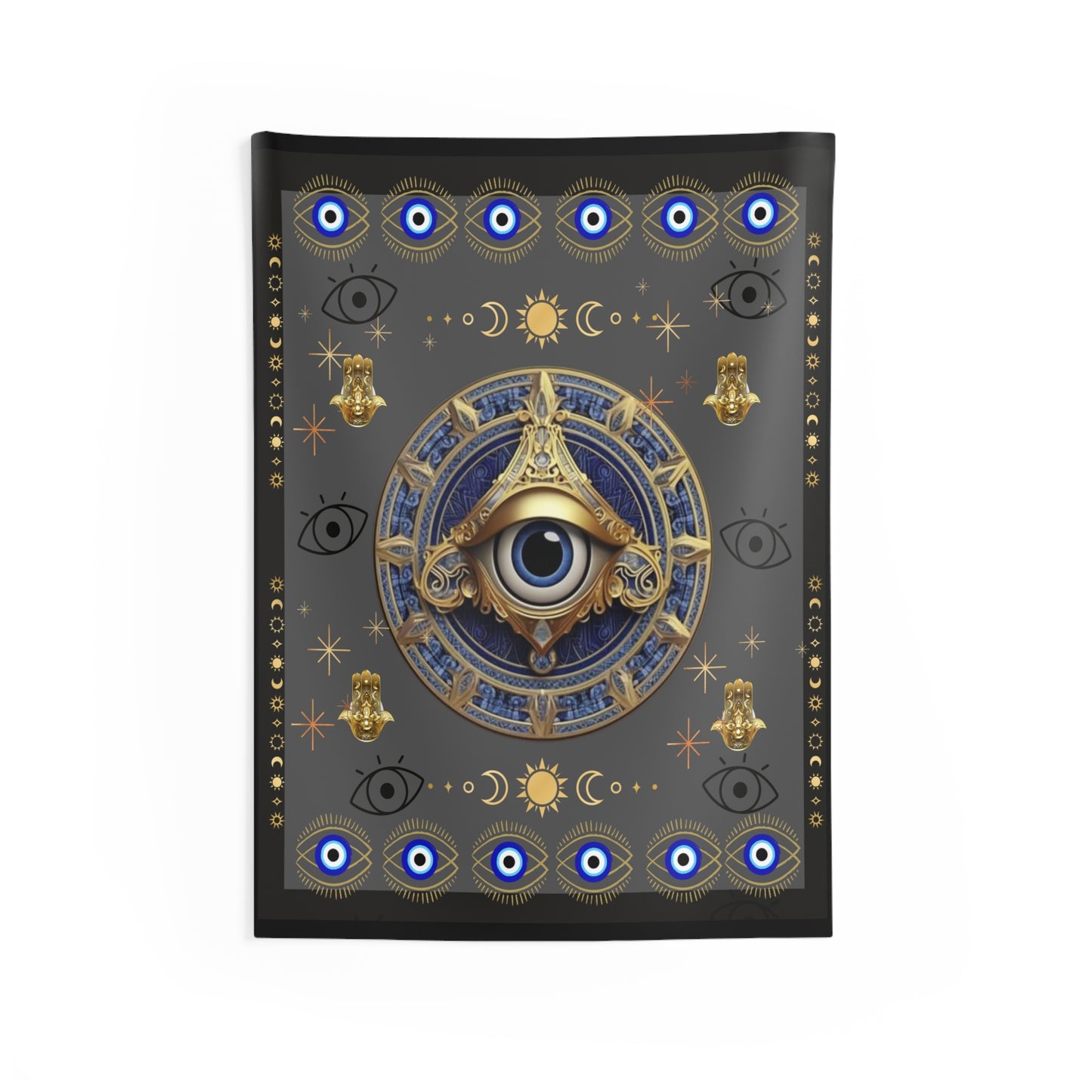 🔮 Ward Off Negativity in Style: Introducing Our Mesmerizing Evil Eye Indoor WallTapestry! 🔵✨