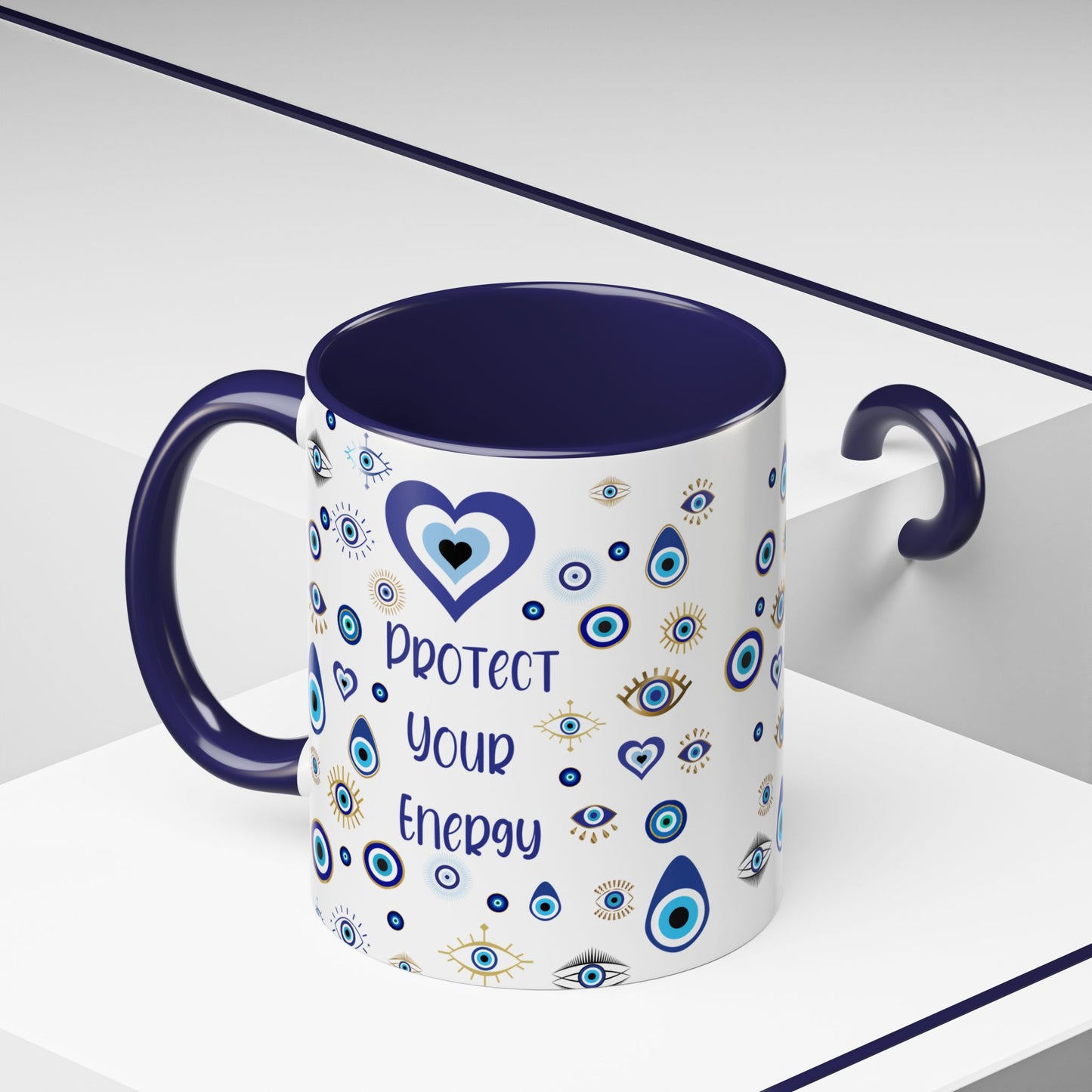 Protect Your Energy Mug, Evil Eye Coffee Cup, Spiritual Protection Gift, Blue Nazar Mug, Positive Energy Drinkware, Boho Mystic Mug