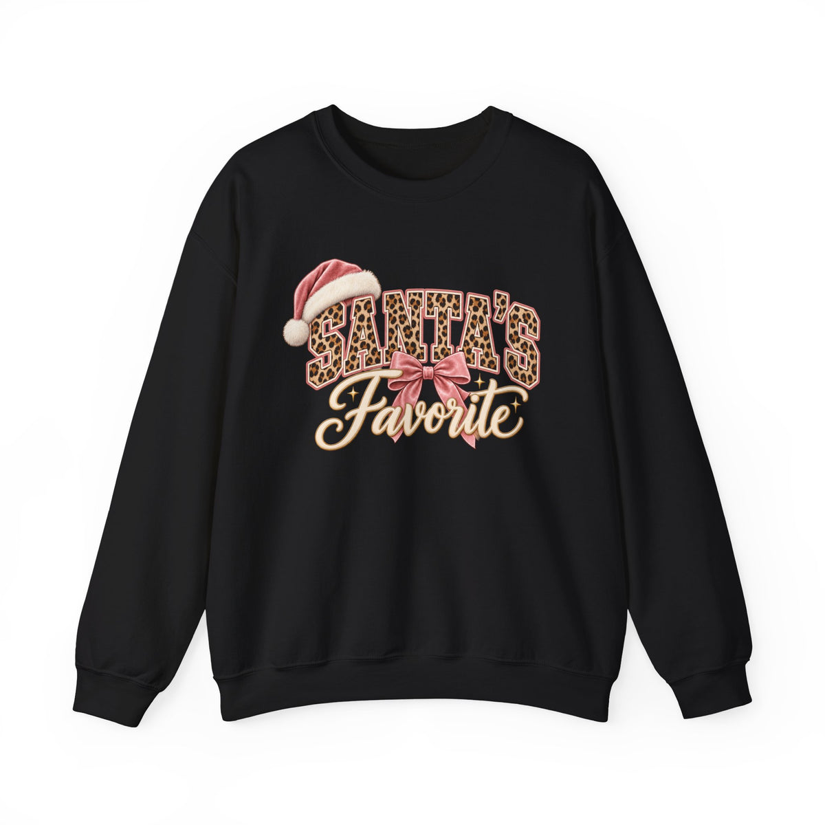 Santa’s Favorite Leopard Christmas Sweatshirt | Pink Holiday Crewneck