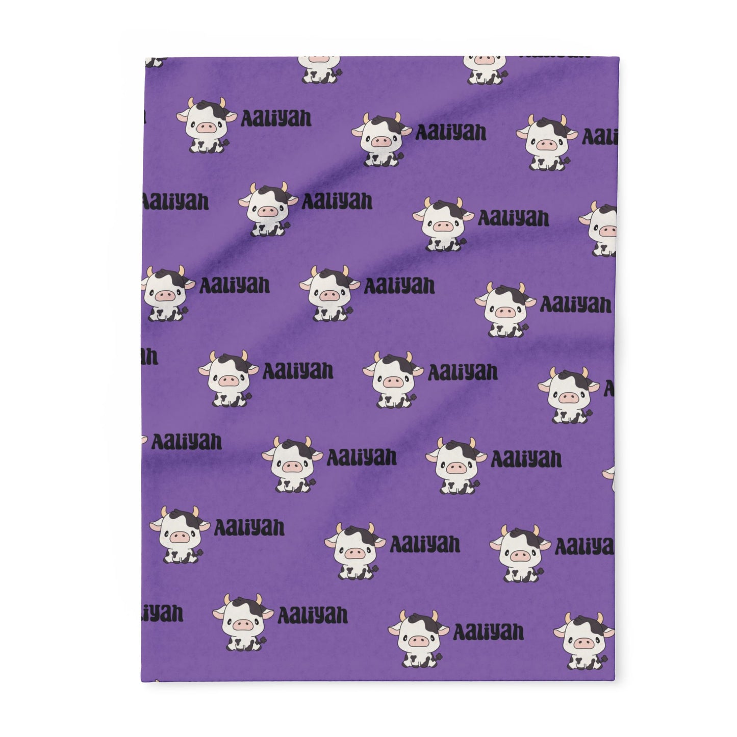Personalized Purple Cow Name Blanket – Custom Cute Farm Animal Throw for Girls Soft Throw Blanket, Warm Snuggle Blanket, Gift for All Occasions, Home Decor