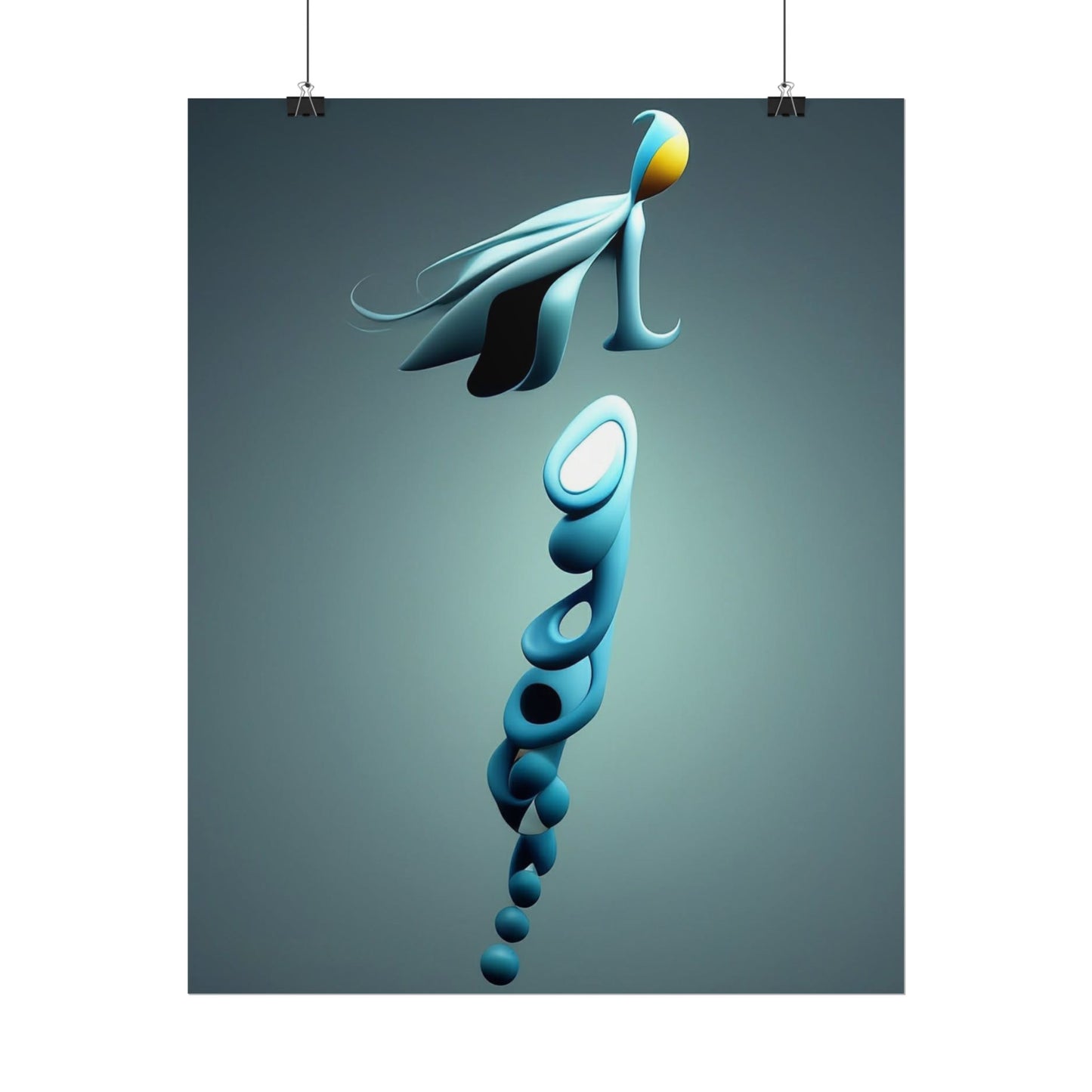 Abstract Blue Creature Rolled Poster