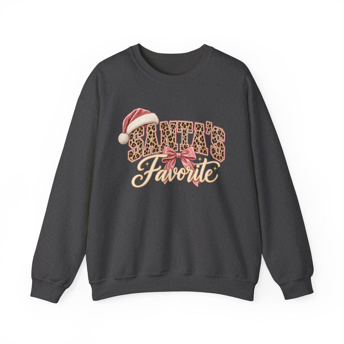 Santa’s Favorite Leopard Christmas Sweatshirt | Pink Holiday Crewneck