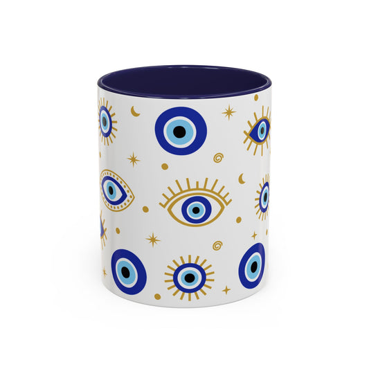 Evil Eye Ceramic Coffee Mug, 11oz, Greek Eye, Ward Off Evil, Gift For Mom, Gift for Her