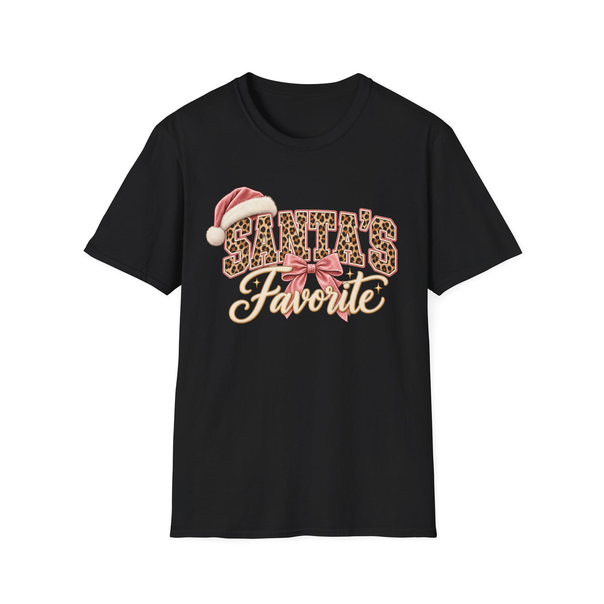 Santa’s Favorite Leopard Christmas T-Shirt | Pink Holiday Tee