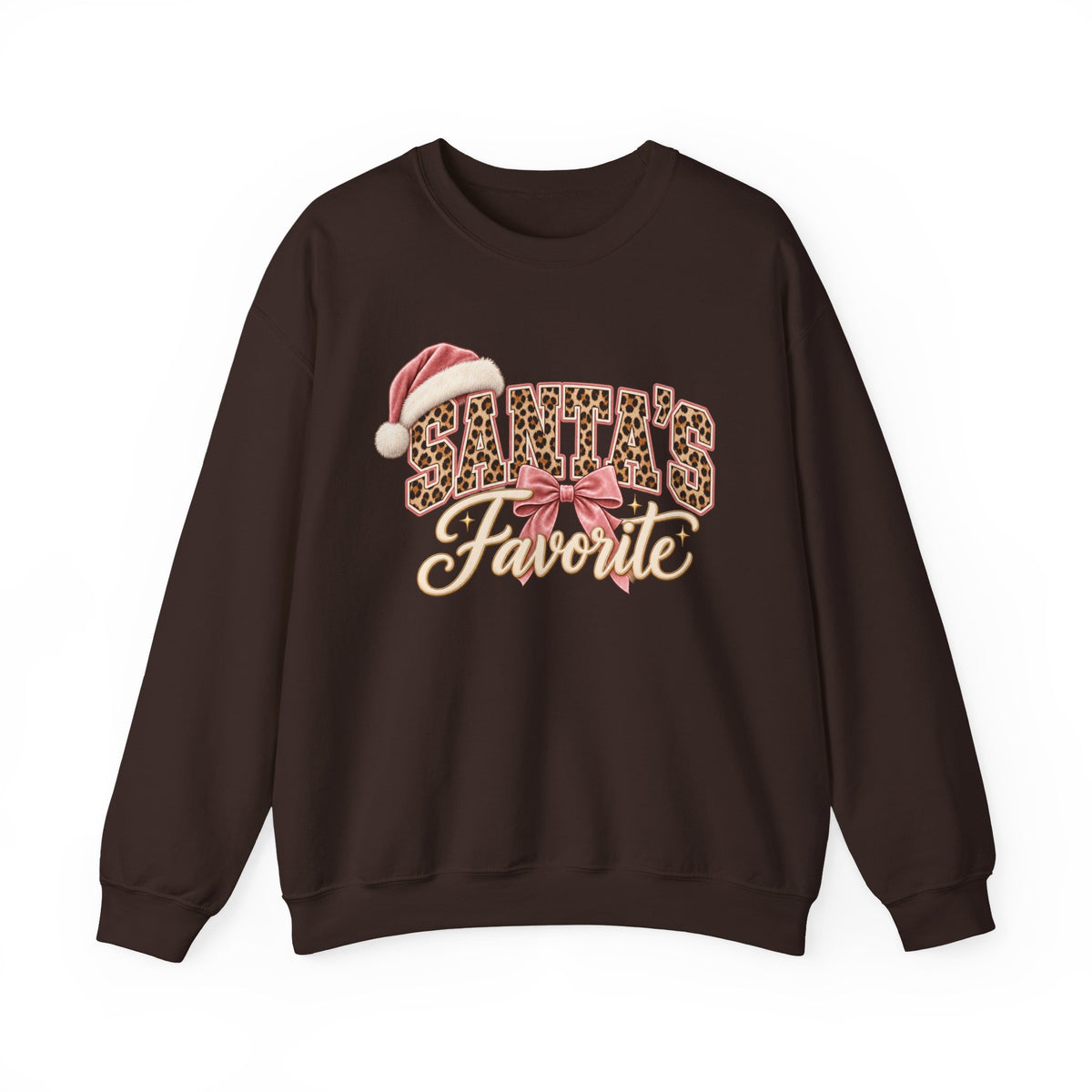 Santa’s Favorite Leopard Christmas Sweatshirt | Pink Holiday Crewneck