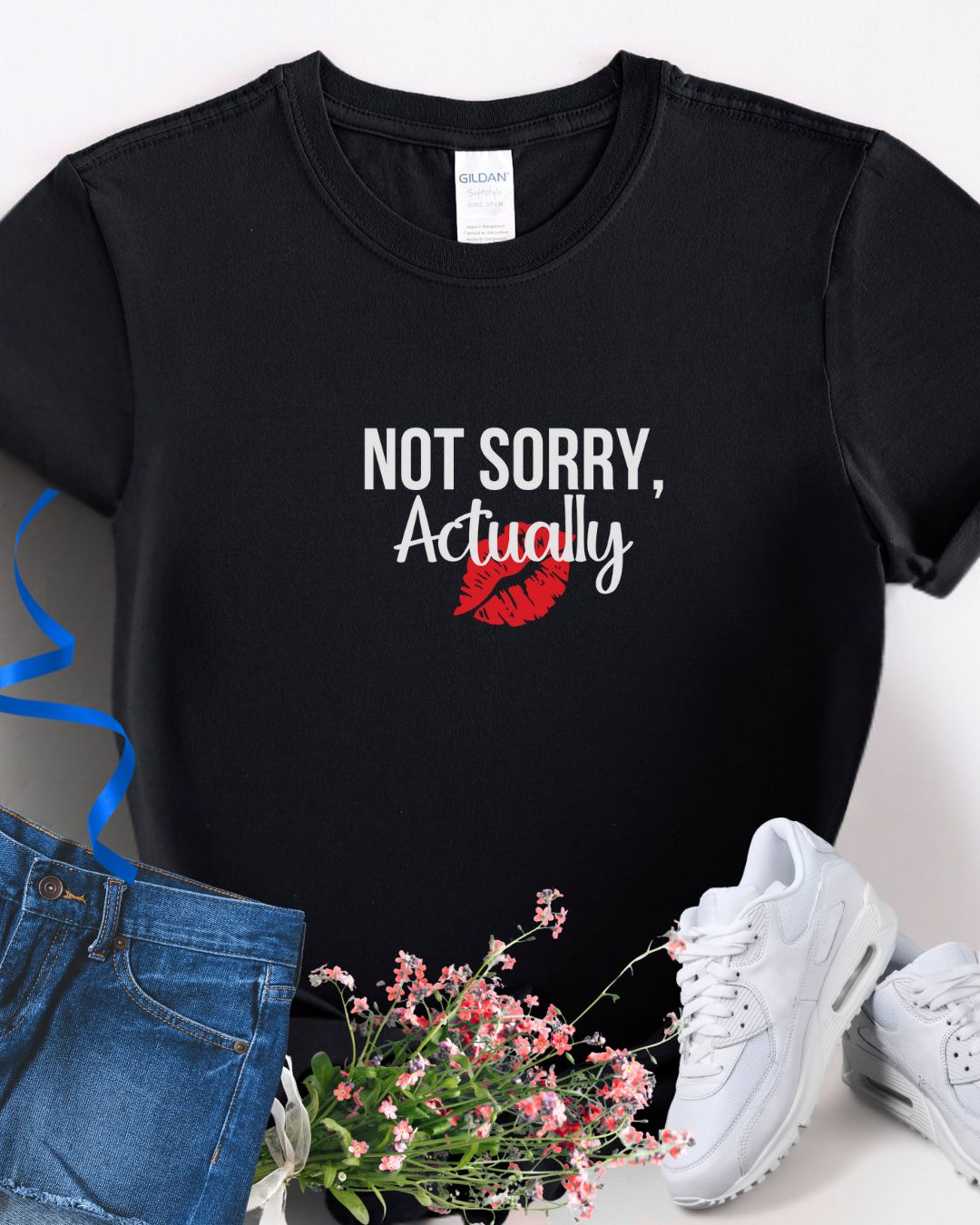Not Sorry, Actually Women's Softstyle Tee | Sassy Graphic T-Shirt, Cute Casual Wear, Gift for Friends, Statement Tee