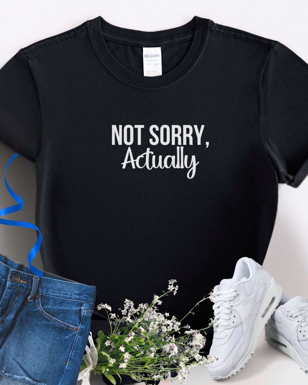 Not Sorry Actually Women's Softstyle Tee | Casual Tee, Funny T-Shirt, Gift for Friends, Everyday Wear, Statement Top