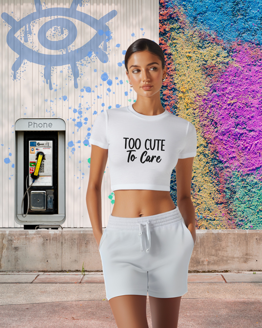 Too Cute to Care Women's Festival Crop Top - Summer Fashion, Cute Apparel, Party Outfits, Festival Wear, Casual Style