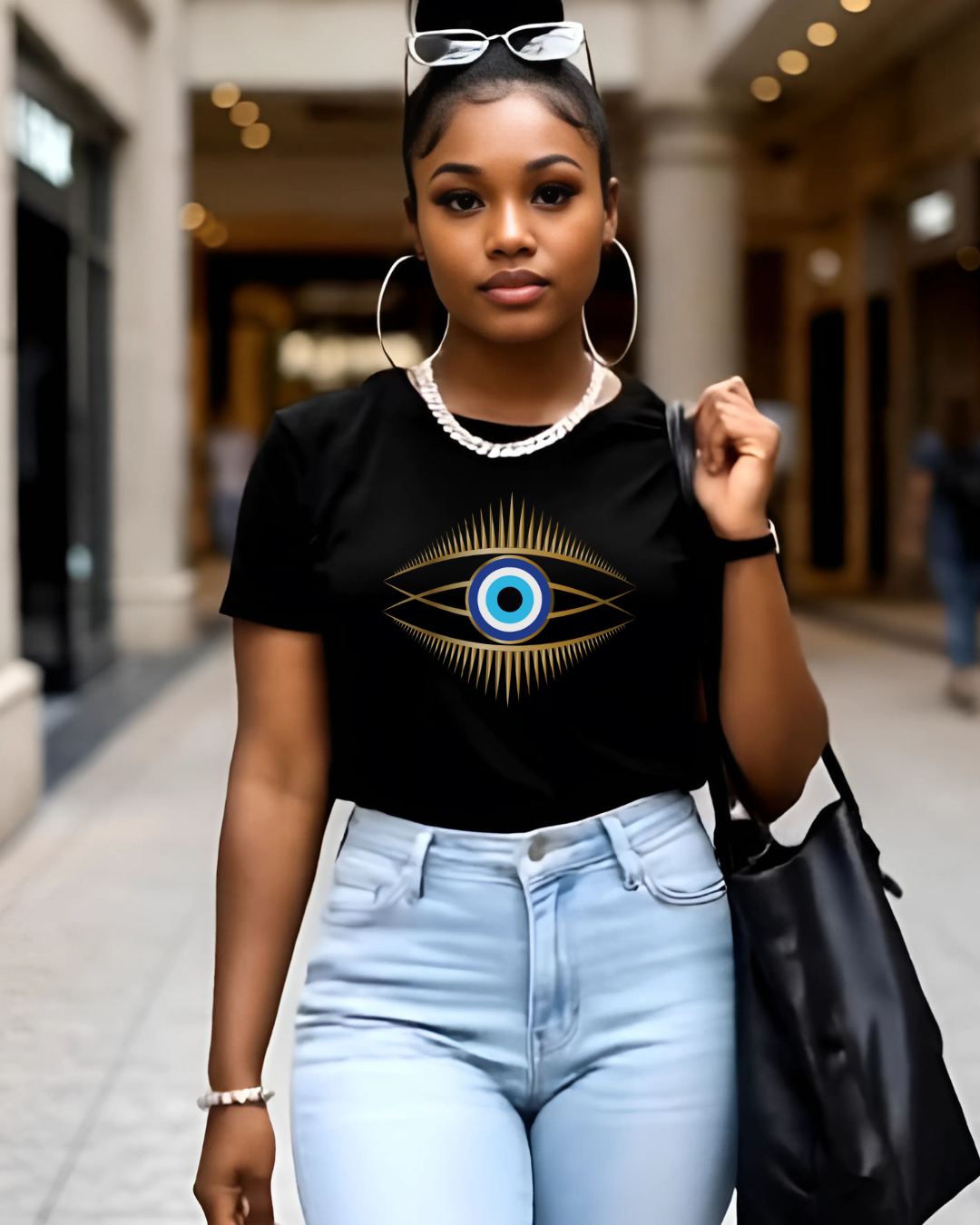 Women's Eye Symbol Tee - Spiritual Shirt, Boho Style, Gift for Her, Casual Wear, Trendy Top