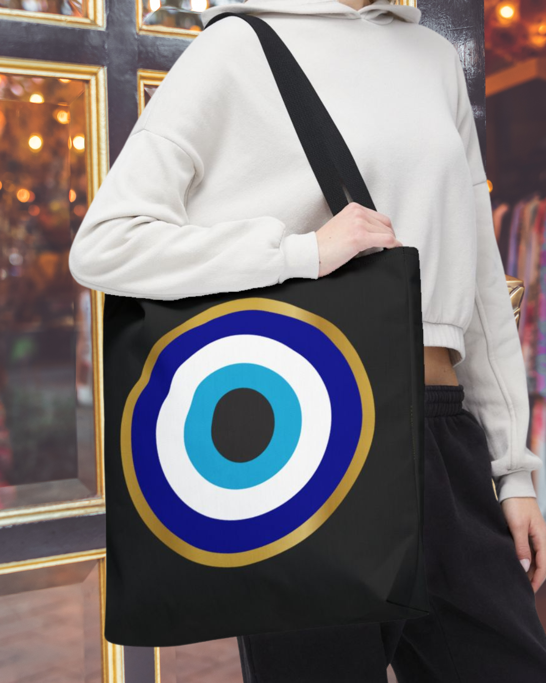 Evil Eye Tote Bag - Chic AOP Carryall for Protection, Spiritual Gift, Trendy Shopper, Festival Essential, Daily Use
