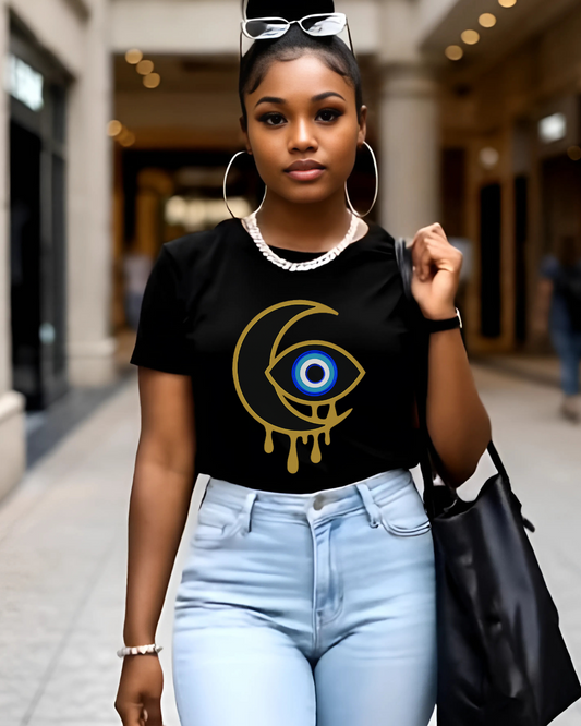 Mystical Eye Women's Tee, Boho Chic T-Shirt, Gift for Her, Festival Fashion, Spiritual Style, Astrology Top, Unique Graphic Tee