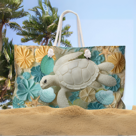 Coastal Turtle Weekender Bag, Beach Bag, Travel Tote, Summer Accessory, Ocean Lover Gift