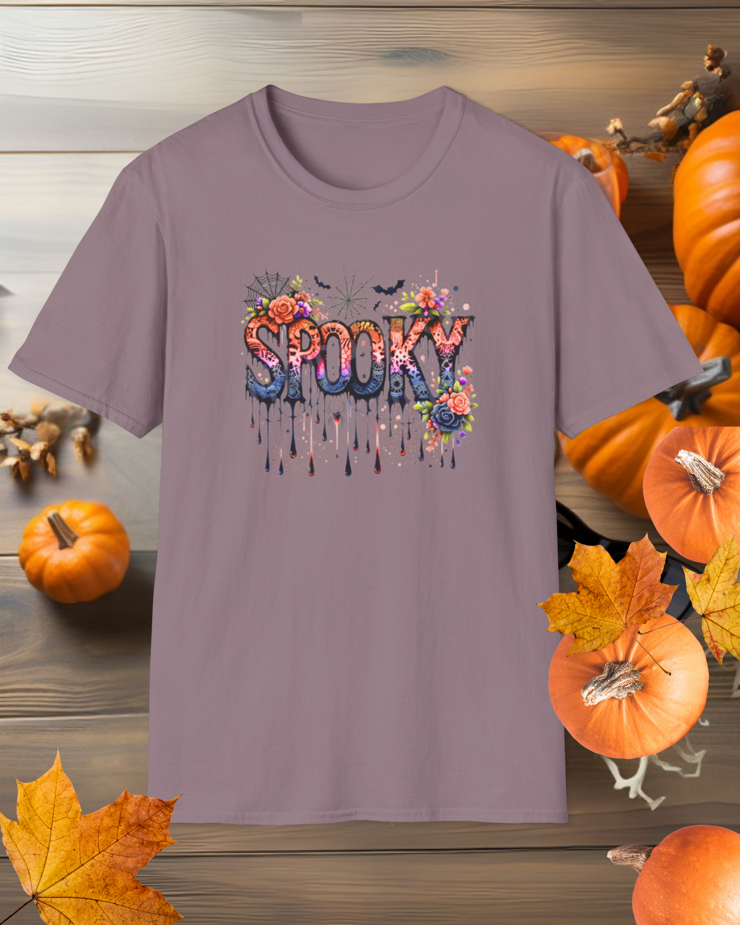 Spooky Floral Unisex Softstyle T-Shirt | Halloween Tees | Fall Fashion | Casual Wear | Gift for All