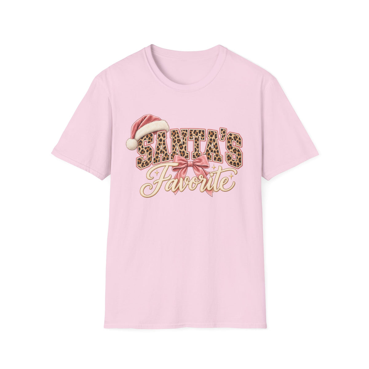 Santa’s Favorite Leopard Christmas T-Shirt | Pink Holiday Tee